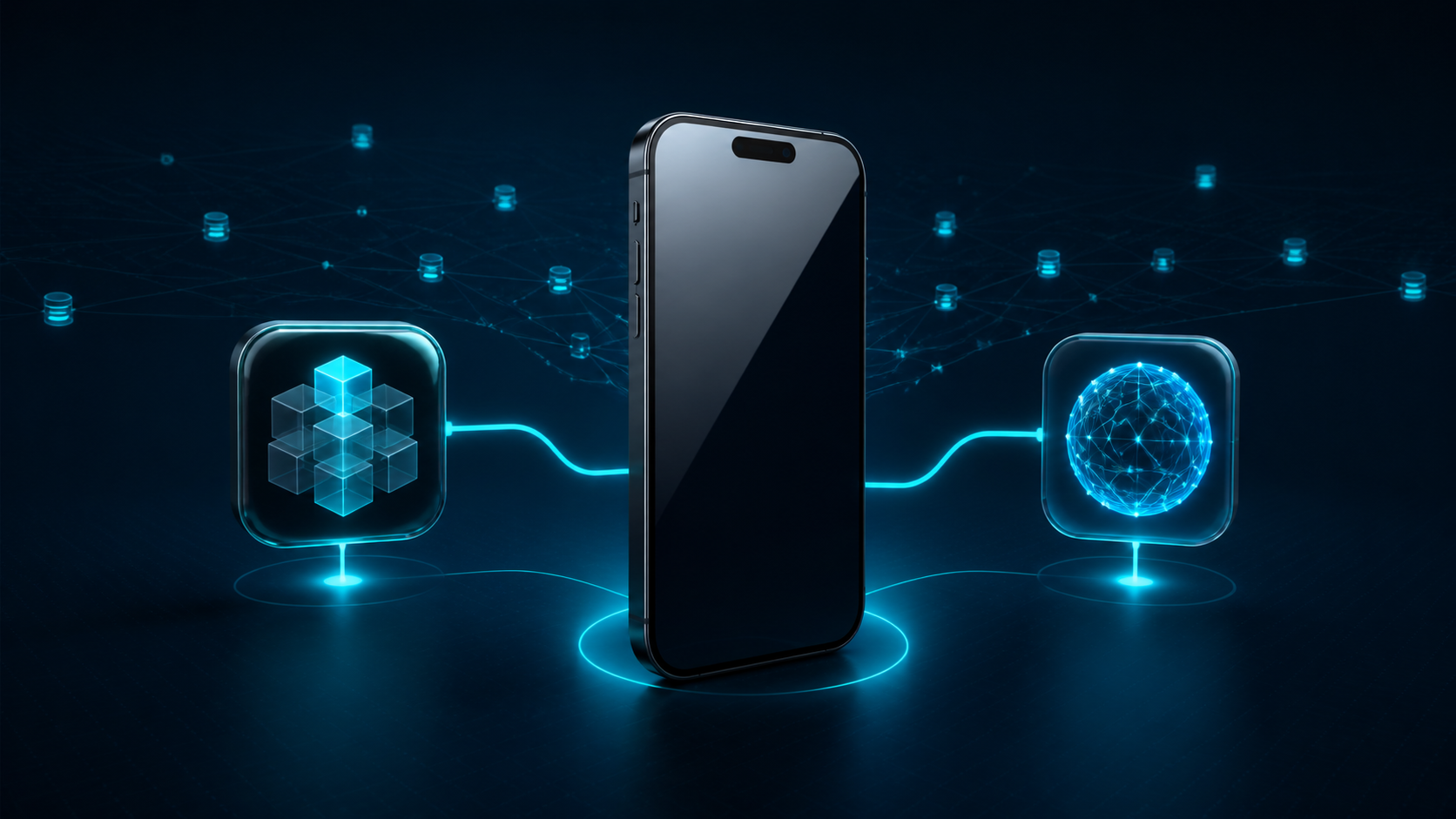 Mobilapp és PWA üzleti döntését ábrázoló technológiai illusztráció
